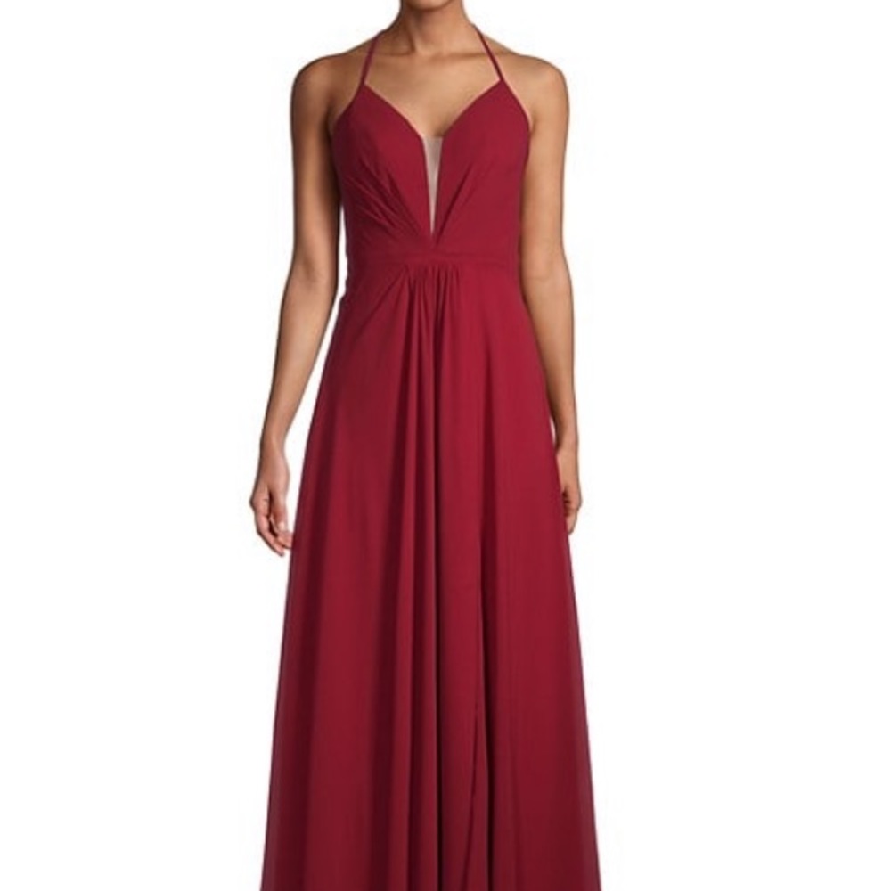 🎉HOST PICK🎉 Rene Ruiz Collection Burgundy Chiffon Gown